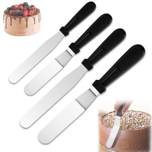 KASESSS 4 Pezzi Spatola per Dolci, Spatola Dolci in Acciaio Inossidabile, Spatola Pasticceria 6/8 di Pollice, Spatola per Torte, Spatola Cucina per Spalmare La Crema, Glassa, Decorazione di Torte