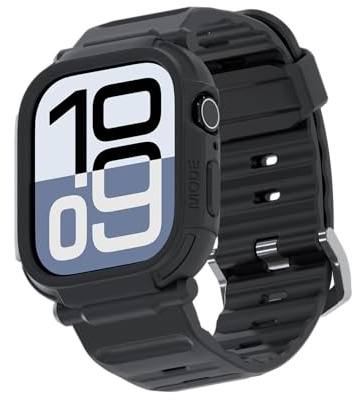 elkson Compatible with Apple Watch Ultra Band Case 49mm Screen Protector Tempered Glass, Quattro Pro Series Rugged for iWatch Bumper Strap, Military Grade Durable Protective Cover, Shock Proof, Black