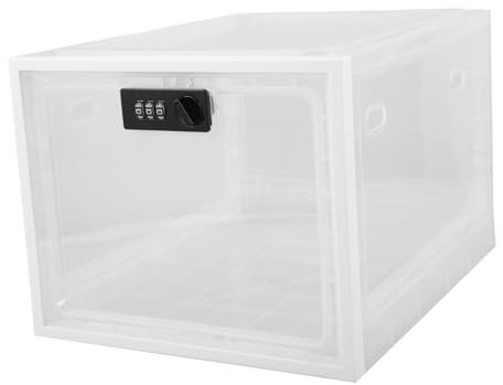 Premium Lockable Storage Box - Combination Lock Box for Food Medicine and Home Safety External Size 30 x 23 x 19 cm Acrylic