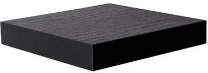 Velano - Regalbrett, Wandregal, Regalboden, Schweberegal, Hängeregal, Regalsysteme - 1 Stück, 23.5x23.5 cm, Schwarz Holz - Regale für Küche, Badezimmer, Wohnzimmer, Schlafzimmer - HYLLY