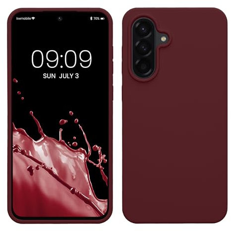 kwmobile Hülle kompatibel mit Samsung Galaxy A56 5G Hülle - Silikon Handy Case - Handyhülle weiche Oberfläche - kabelloses Laden - Bordeaux Violett
