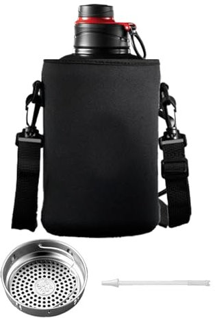 Botella de agua de acero inoxidable, 1500 ml, doble pared de vacío con aislamiento de metal con Straw, Leakproof Drinking Cup with Sling Carrier, 9,84 x 5,12 pulgadas. Ideal para actividades al aire