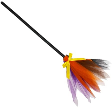 VICASKY Escoba de Halloween, cosplay, accesorios de vestir, luz LED, color de empalme, escoba, felpa, adhesivo de pared, habitación infantil, Halloween, disfraz, Halloween, ropa de bruja