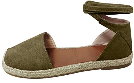 Fccrian Sandali espadrillas da donna piatti da donna con punta chiusa, comodi, sandali con cinturino con tacco basso, leggeri sandali da passeggio da donna, sandali piatti traspiranti da donna,