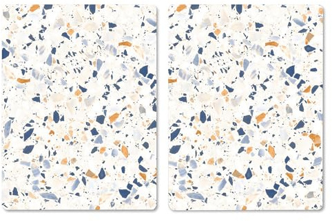 Pagnanno Hob Covers Chopping Board Pack of 2 - Versatile Kitchen Board Glass Worktop Savers - Heat Resistant Sink Boards, Worktop Protectors - Marble Effect Grey (Design 19, 50x40CM)