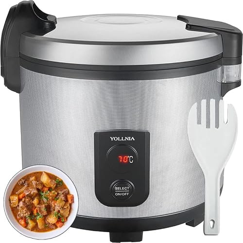 YOLLNIA 32.1QT Commercial Rice Warmer(Not Rice Cooker) Portable Big Rice Warmer / 122℉- 178℉ Adjustable Temperature/ 130W/ Non-stick Inner Pot