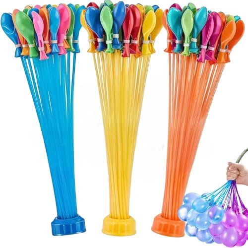 2-Pack Water Balloons – 222 Pieces Quick-Fill Assorted Water Bombs with Hose Nozzle – Fun Summer Toy for Kids, Garden, Pool Parties & Outdoor Games By ASPIRE UK