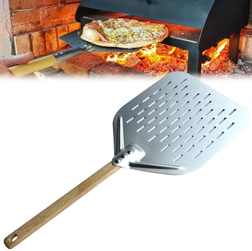 Pala per pizza perforata da 12 pollici, 40 x 30 x 2 cm, in alluminio anodizzato duro, perforato, per pizza e pane