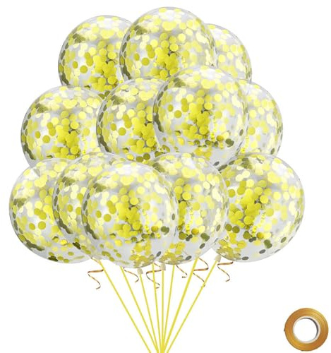 Gleemix 20 Stück Luftballons Gold, 30cm Konfetti Ballons Gold, Goldene Glitzer Pailletten Latex Helium Ballons, Goldene Luftballons Konfetti für Hochzeit Geburtstagsdeko Babyparty JGA Valentinstag