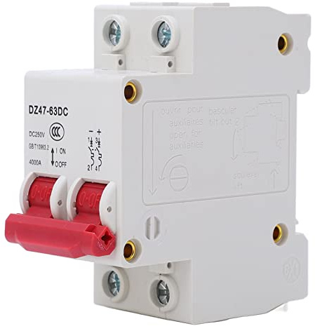 Spacnana Interruptor de Circuito en Miniatura DC 2p 250V 4Ka Protección contra Sobrecarga, Interruptor de Circuito Fotovoltaico de Instalación de Riel DIN (50A)