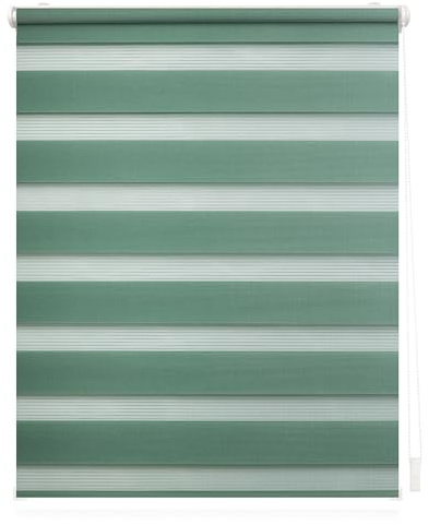 Lichtblick Doppelrollo Blickdicht ohne Bohren Salbei 80 cm x 150 cm (B x L) | Duo Rollo, Rollos für Fenster ohne Bohren, Doppelrollo Klemmfix ohne Bohren, Streifen, Klemmträger-Montage, Sichtschutz