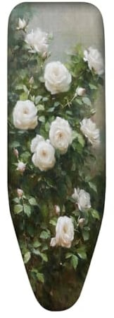 Ironing Board Covers 135 x 45 Green Leaves with Padding, Easy Fit and Resists Scorching,Bungee Elasticated Ironing Board Covers Large, Easy Placement