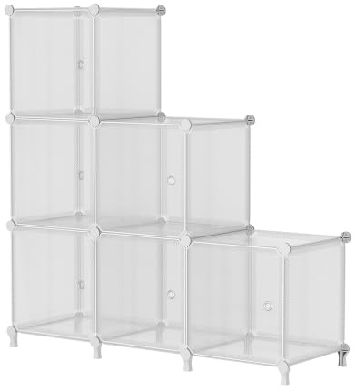 AWTATOS Steckregal 6 Würfel Aufbewahrungssystem Kombiregale mit Türen | Regal Würfel DIY Multifunktional Regalsystem Regal Modular Für Wohnzimmer, Schlafzimmer, Durchsichtig