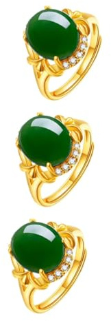 Verstellbare Jade Silver Women Sizer Zappel Daumen Edelstein türkiser Jubiläum Oval Stone Smaragd Gold Ringe Fingerringbeschichtung