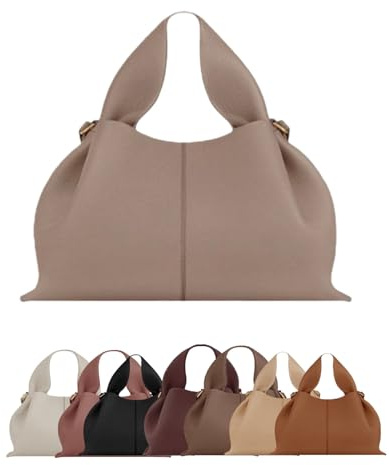 Kuisoe Dumpling Crossbody Bag Damen – Kleine Umhängetasche aus PU Leder mit abnehmbarem Schultergurt, Handtaschen & Geldbörse Design | Verschleißfest & Pflegeleicht Schlicht-elegant