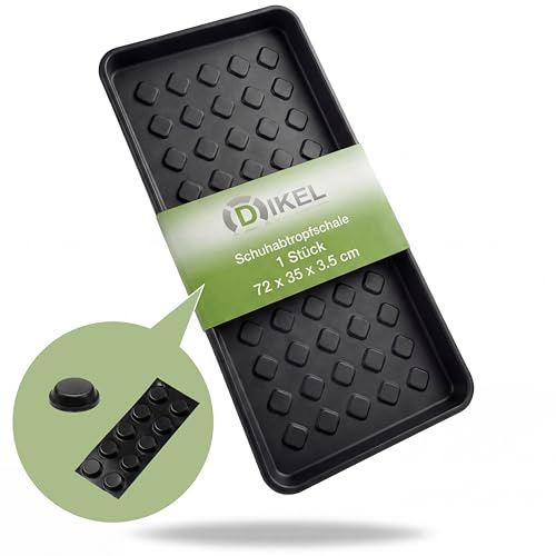 DIKEL Bandeja de goteo para zapatos de 72 x 35 x 3,5 cm, resistente con borde alto, alfombrilla para zapatos mojados, bandeja para zapatos y bandeja para zapatos, bandeja para zapatos con adhesivo