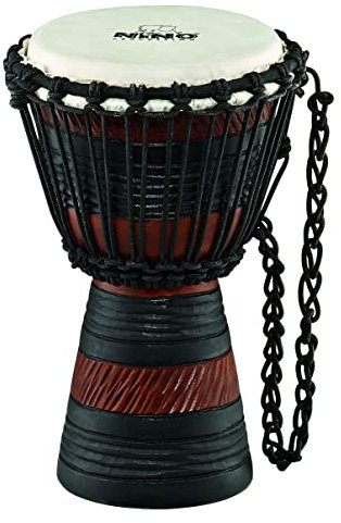 Nino Percussion Earth Rhyhtm Djembe - Mittelgroßes Musikinstrument für Kinder ab 3 Jahren - Durchmesser 7 Zoll - Mahagoni, Natur (NINO-ADJ3-XS)