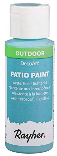 Rayher 38610390 Patio Paint, lagune, Flasche 59 ml, wetterfeste Acrylfarbe für Den Außenbereich, lichtecht, Farbe für Innen und außen, Outdoor-Farbe