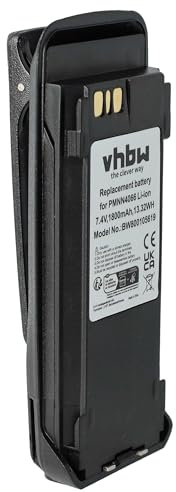 vhbw batteria compatibile con Motorola MOTOTRBO DGP6150+, DP3400, DP3401, DP3600 radio (1800mAh, 7,4V, Li-Ion) + clip
