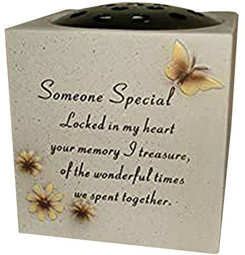 Someone Special - Grave Vase (Rose Bowl) with Butterfly and Flowers - Memorial Garden Graveside