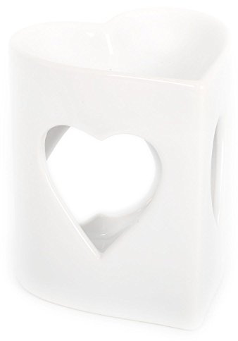 Ceramic White Heart Fragrance Oil Burner ~ Heart Incense Burner