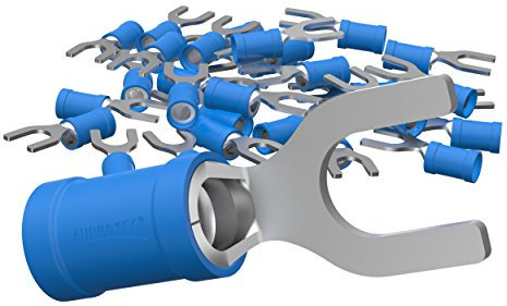 AUPROTEC 50x Connettore a Forcella 1,5-2,5 mm² blu foro Ø M3,5 SV Capicorda Preisolati PVC Connettori a Forchetta Rame Stagnato Terminali Crimp per Cavi Fili Elettrici