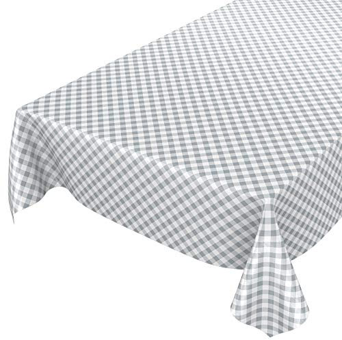 ANRO Wachstuchtischdecke Wachstuch Wachstischdecke Tischdecke Wachstuchdecke Karo Kariert Grau 240x140cm