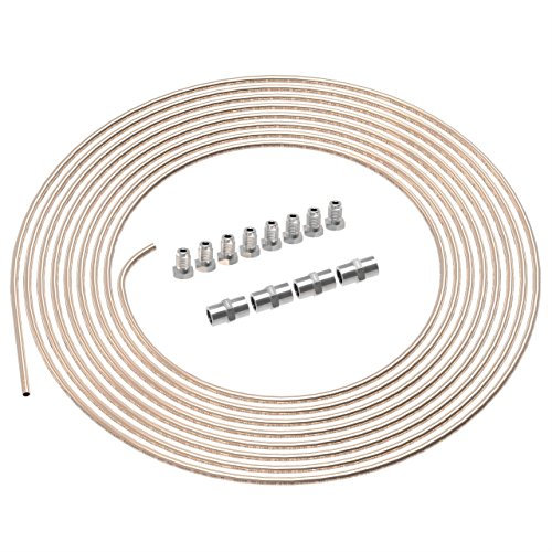 AUPROTEC 3m Bremsleitung Ø 4,75mm Kunifer mit ABE im SET + 8 Verschraubungen + 4 Verbinder M10 x 1 DIN 74 234 konform Kupfer-Nickel Bremsrohr im Sortiment für Bördel F