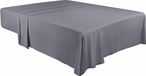 Utopia Bedding - Bettlaken ohne Gummizug - Betttuch 266 x 259 cm - Laken für Bett 150 x 200 cm - Flaches Blatt weiche gebürstete Mikrofaser - Grau