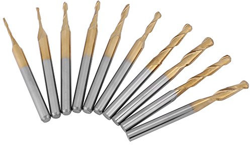 Fräser Ball Nose End Mill,Titanüberzug Kugelkopfschneider mit 3,175 mm Schaft, CNC Kugelfräser Drehmaschine Ball Nose Milliling Cutter Bits,1 * 4/1.5 * 6/2 * 8/2.5 * 12/3.175 * 12mm 2,10 Stücke