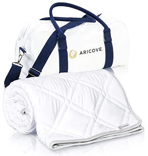 Aricove Couverture lestée rafraîchissante, 6,8 kg, lit Double/Double pour Adultes, Couverture Lourde de Luxe en Bambou Doux et Soyeux, 121,9 x 183 cm, Lavable en Machine, Blanc
