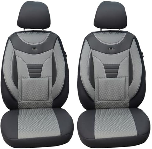 Maß Sitzbezüge für Auto Sitze kompatibel mit Jeep Grand Cherokee WH 2005-2010 Fahrer und Beifahrer Schonbezüge Sitzschoner Sitzbezug FB:908 (Grau/Schwarz)