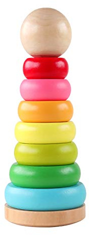 GEMEM Stacking Rings Toy Wooden Rainbow Stacker