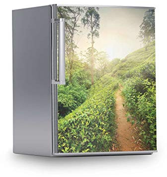 Kühlschrank Designfolie I Dekosticker für Kühlschrankfront - Sticker Aufkleber selbstklebend I Tattoo Küche - Design: Green Tea Fields