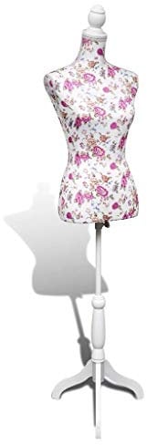 Tidyard Damenbüste Schneiderpuppe Büste Torso Mannequin Baumwolle weiß Rose,Einstellbare Höhe: 133-168 cm