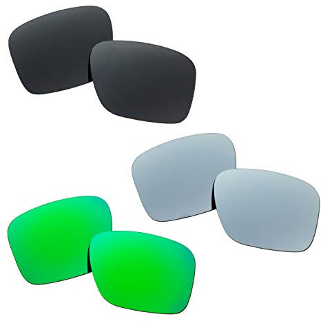 SOODASE Pour Oakley Holbrook XL Des lunettes de soleil Noir/Argenté/Vert Verres de remplacement polarisés