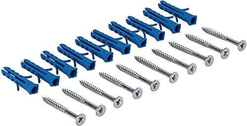 Gedotec Schrauben-Set für gelochte & gebohrte Übergangsprofile und Abschlussprofil aus Aluminium | Schrauben mit Dübel für Boden-Montage | Stahl Silber | 1 Set - Befestigungsmaterial zum Schrauben