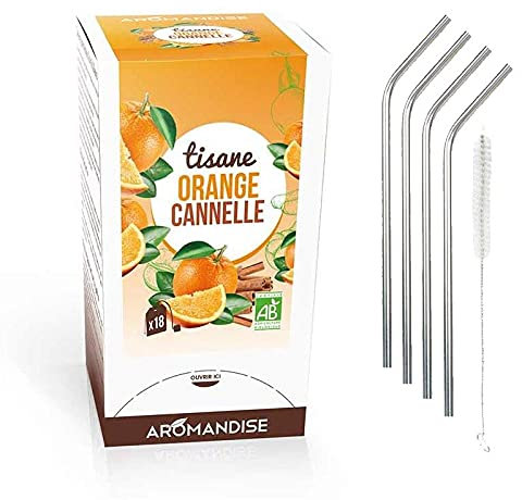 Tisane orange et cannelle bio 20 sachets + 4 pailles inox