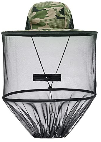 TINAYAUE Unisexe Chapeau de Soleil Chapeau de Pêcheur à Grand Bord Anti-UV Respirant Chapeaux avec Moustiquaire Amovible Chapeaux de Voyage Anti-Moustique Extérieur Pêche Camping