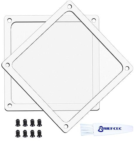 BRIEFCEC Dust Filter 140mm with Screws for Computer Cooler Fan/PSU/Routers NYLON 80 Mesh, Magnetic Frame PC Dust Mesh PC Cooler Filter Dustproof Computer Fan Grills(NYLON, 2Pack, White)