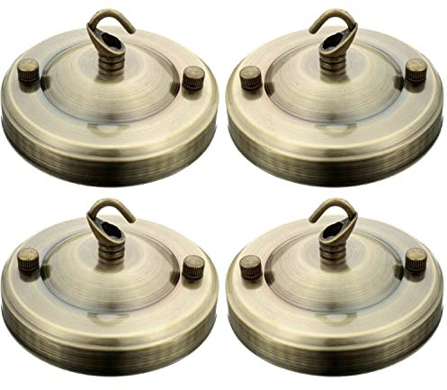 LEDSone Vintage-Deckenrosette für Leuchte, 108 mm Deckenplattenhaken aus antikem Metall mit Zubehör für Deckenleuchte und Wandleuchte (4er-Pack, grünes Messing)
