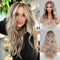 HAIRCUBE Lace Natur Perücken für Frauen auf der Suche nach hitzebeständigen Faser —-mittlerer Teil lockiges/welliges Haar (aus heller Asche bis grauem Blond)