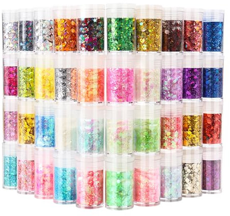 Trucco Glitter Viso 200 Grammi, Scintillio Olografico Ecologico a Grana Grossa per Occhi, Corpo, Capelli e Unghie, 3mm di Paillettes Miste, Accessori Cosmetici in Polvere Laser per Sirene