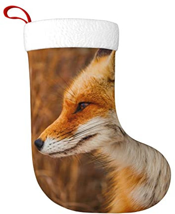 Personalisierte Weihnachtsstrümpfe mit Fuchs-Druck, Weihnachtsmann-Strümpfe, Weihnachtsdekoration, Kaminsims