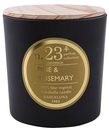 Lamare - Duftkerze Numbers - 100% pflanzliche Kerze - Glasschale und Holzdeckel - CERABELLA (Pine & Rosemary, 10X10 CM)