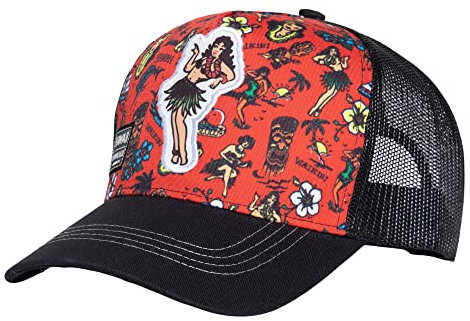 King Kerosin Herren Trucker Cap Hawaiianischer Look Mesh Cap Kappe Hawaii Honolulu