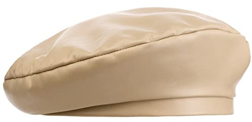LIERYS Classic Leder Damenbaske Elegante Form Schafsleder-Baskenmütze Viskosefutter Damen Made in Italy beige One Size