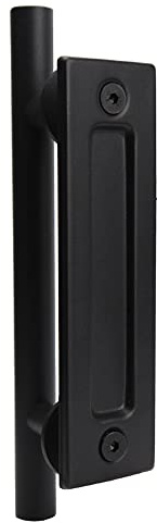 YANGHX Barn Door Handle Heavy Duty 30CM Pull and Flush Barn Door Handle Set, Large Rustic Two-Side Design, for Gates Garages Sheds Furniture, Solid Steel Material,Black (Round)