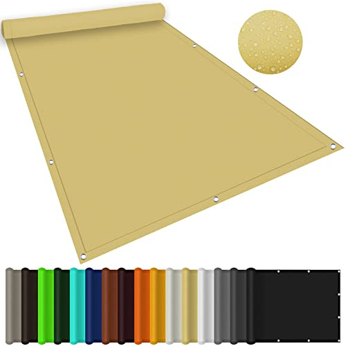 Toldo Vela de Sombra Rectangular 2 x 6 m Toldos Exterior, Toldo de Terraza, Toldo Prueba de Lluvia Impermeable Protección Solar para Patio Pérgola Exterior, Color Crema