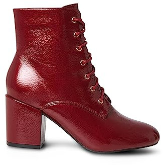 Joe Browns Stivaletti Stringati con Tacco a Blocco in Vernice, Donna, Rosso, 37 EU Larga